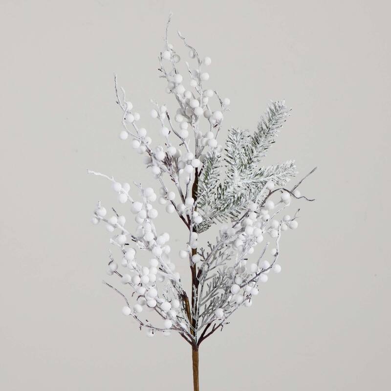 Flocked Berry Artificial Christmas Stem Sprays - 30" - White - Set of 3
