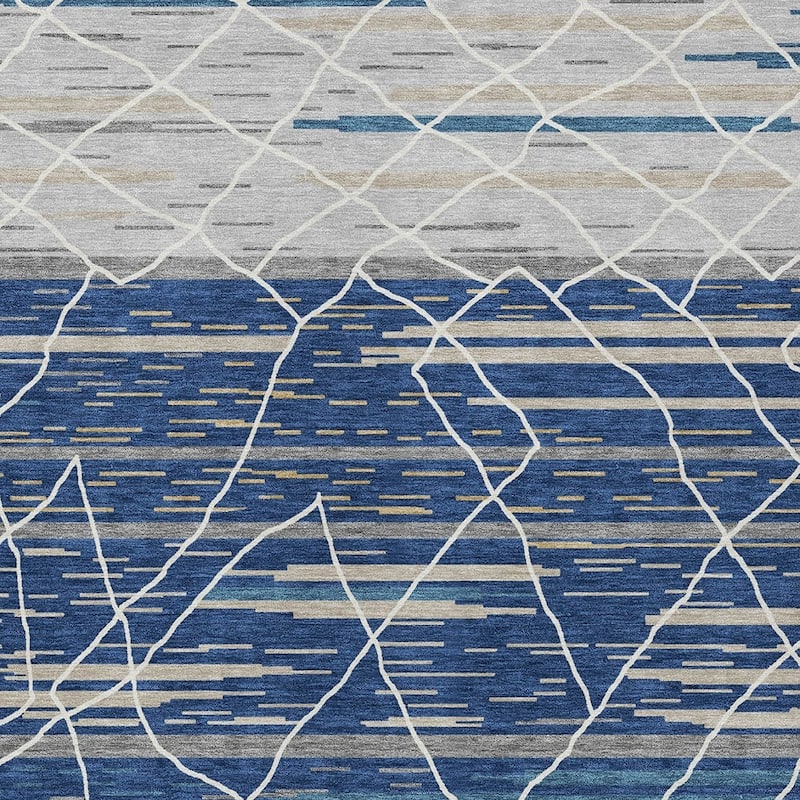 HomeRoots Striped Modern Rectangle Outdoor Rug