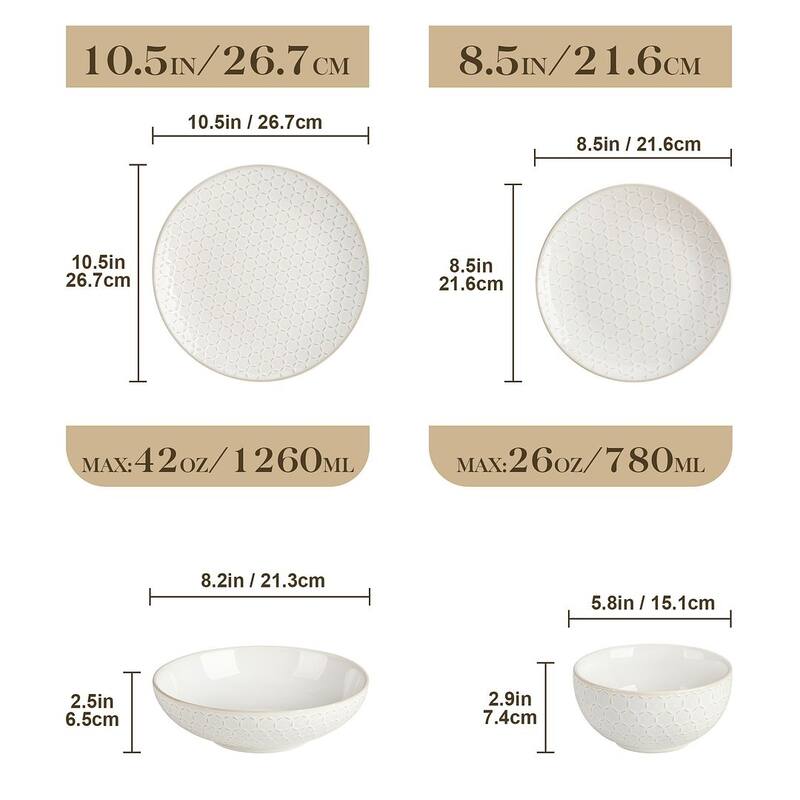 MALACASA LYDIA Embossed Stoneware 16-Piece Dinnerware Set