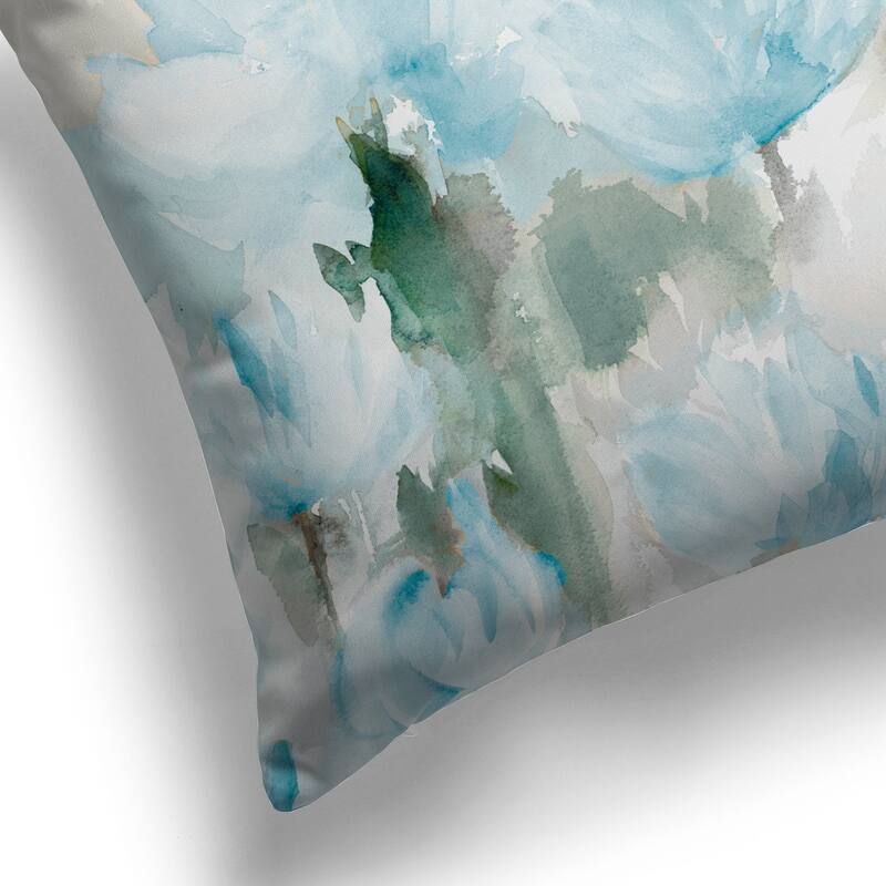 Laural Home Frosted Blue Blooms Outdoor Decorative Pillow