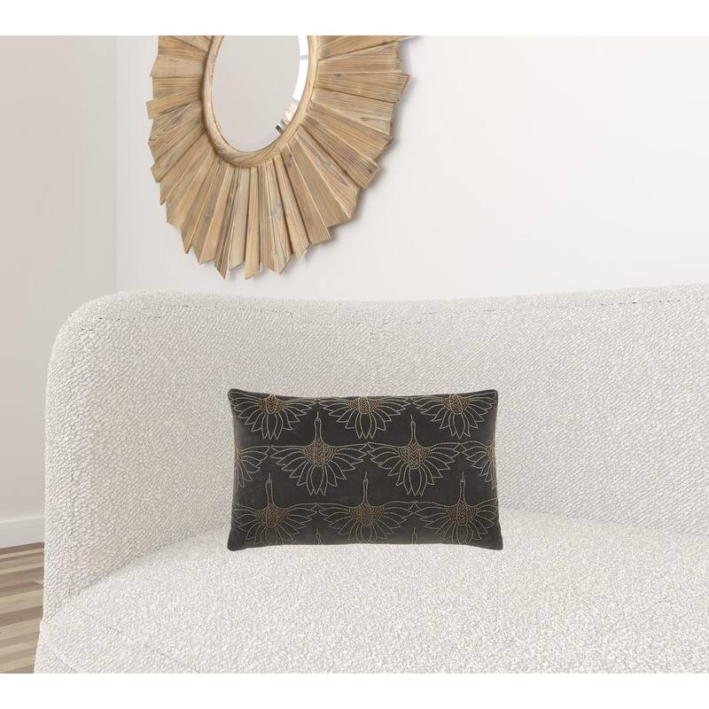 Brilliant Dark Grey Lumbar Pillow - Gray
