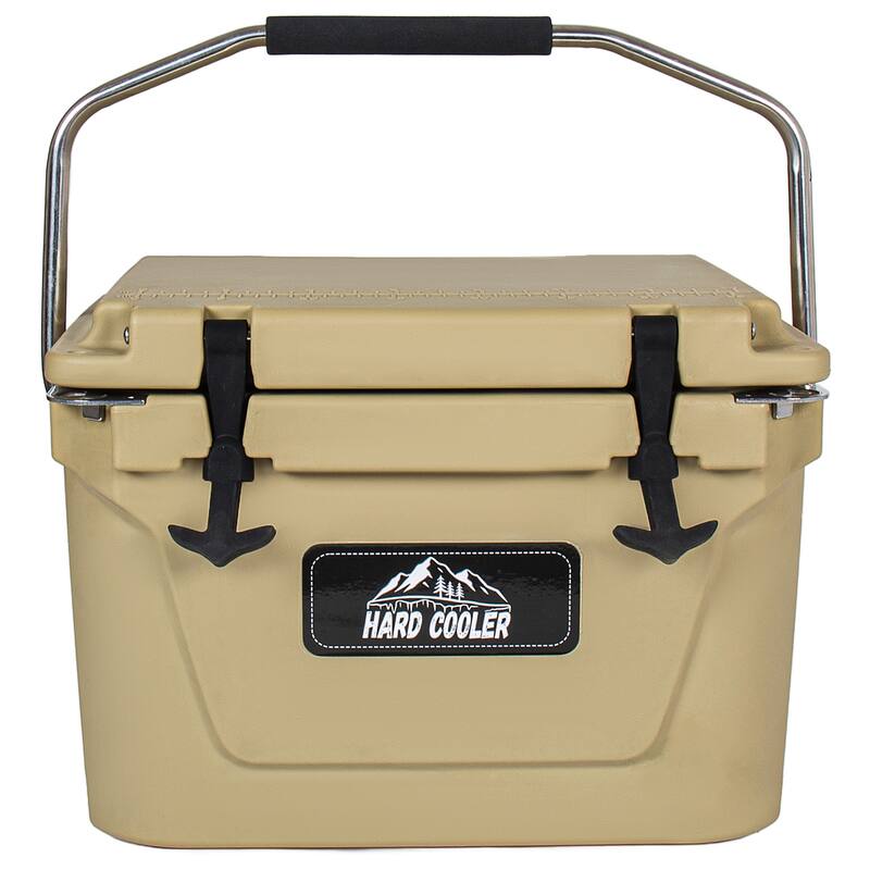 20 Quart Khaki Cooler, Ultra-Tough Hard Shell Ice Chest, Compact Portable Cooler Keeps Ice Up to 5 Days for Outdoor Adventures