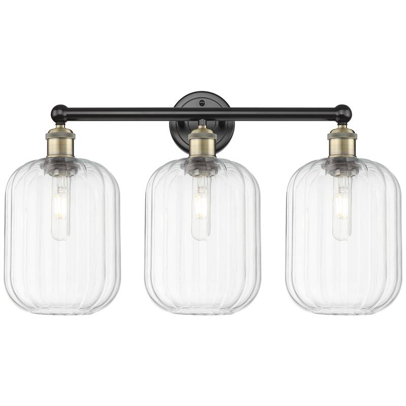 Innovations Lighting Endless Possibilities Edison - Preston - 3 Light 25" Jar Shade Bath Vanity Light - Clear/Black Antique Brass