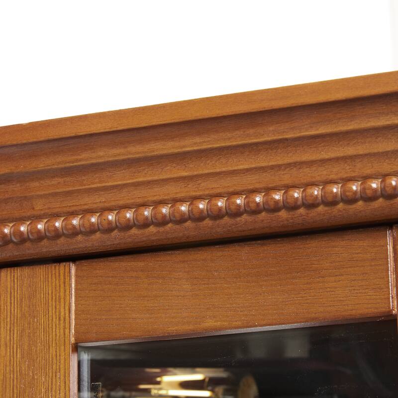 GDFStudio - Traditional Storage Corner Curio Cabinet with Lighted Glass Shelves