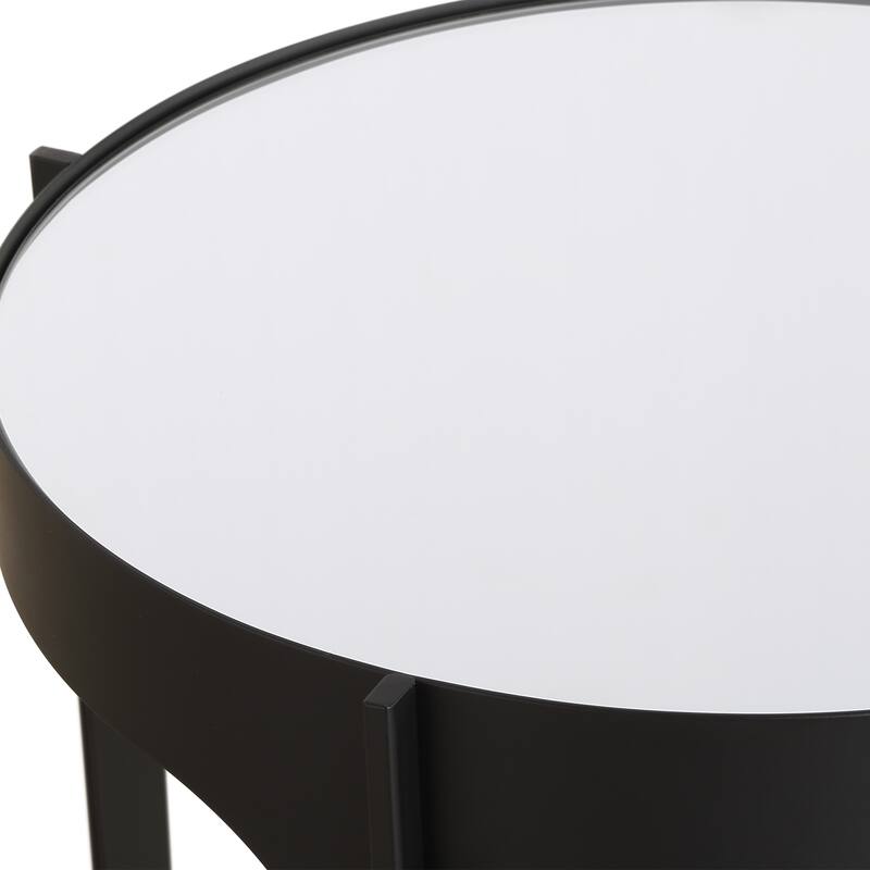 Matte Black Iron and Mirror Accent Table by Grace Feyock - 24.02"H x 16.14"W x 16.14"D