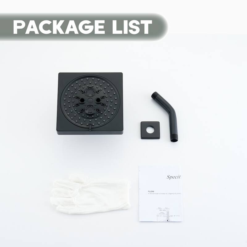 7-Spray Patterns 6.5 in. Wall Mount Rain Fixed Shower Head with Shower Arm and Flange