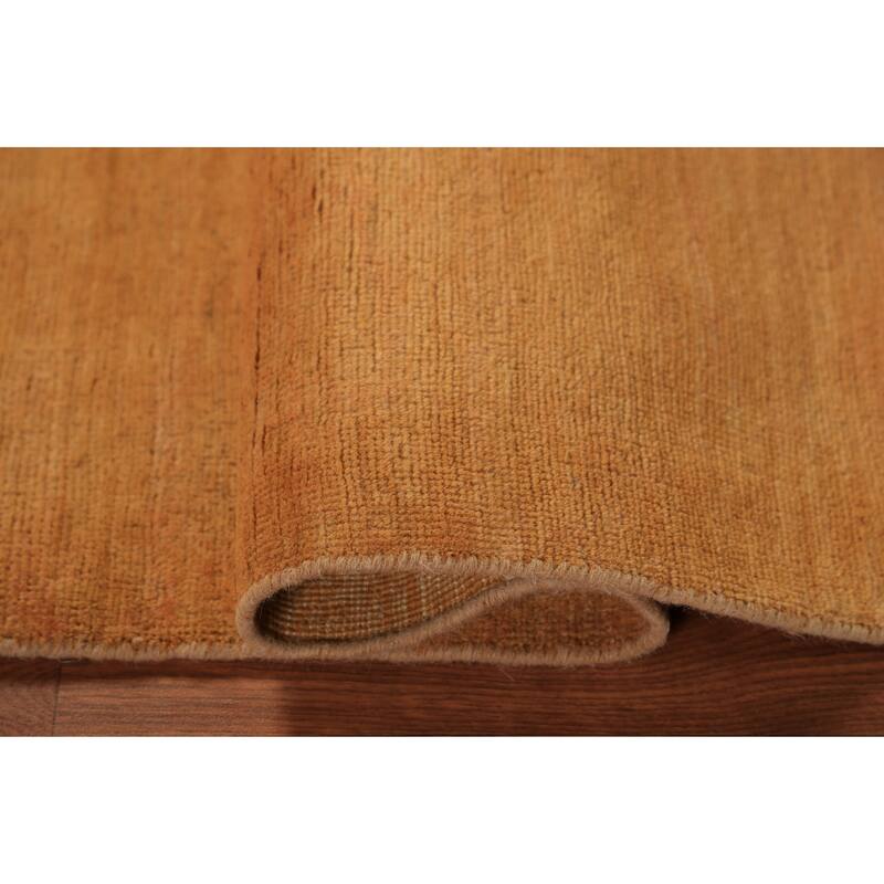 Orange Gabbeh Oriental Rug Hand-Knotted Wool Carpet - 3'0" x 3'10"