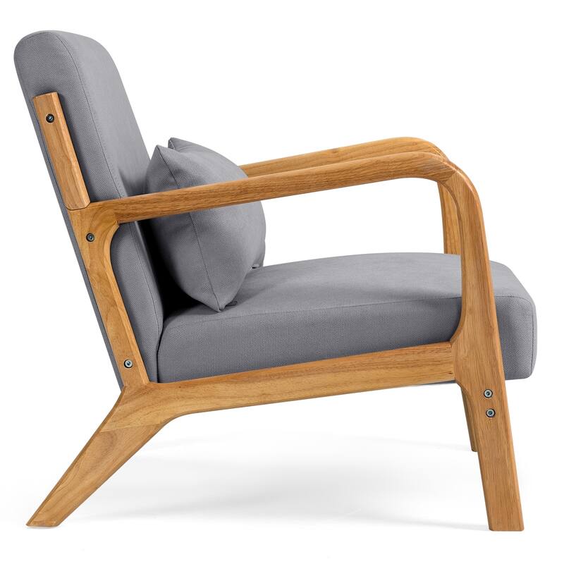 Leisure Chair with Solid Wood Armrest and Feet