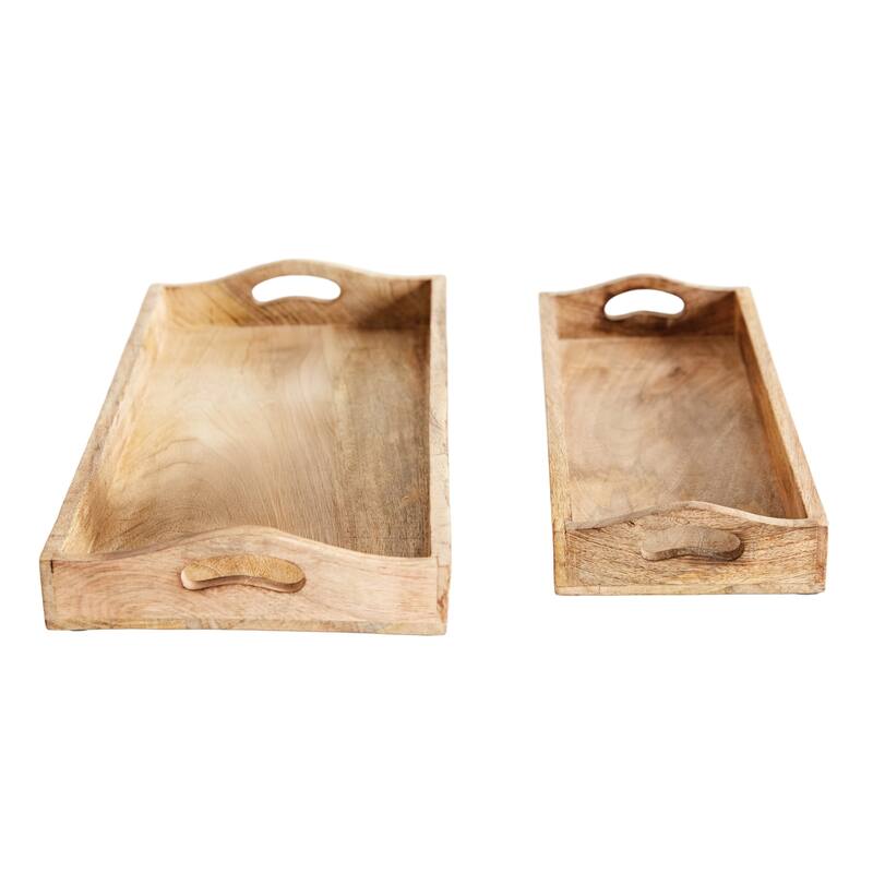 Rectangle Mango Wood Trays (Set of 2 Sizes)