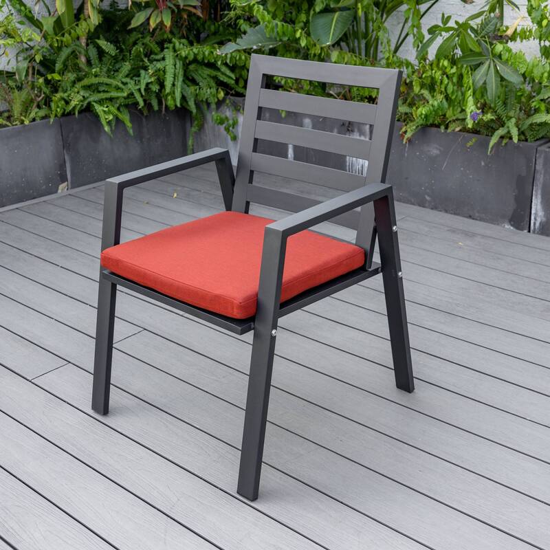 LeisureMod Chelsea Set of 2 Patio Dining Armchair in Aluminum with Cushions for Porch Backyard Pool Garden - 34.84