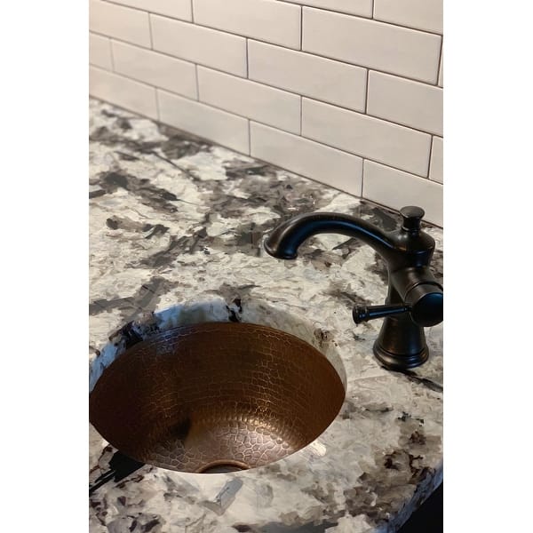 slide 1 of 5, Premier Copper Products 12-inch Round Hammered Copper Bar Sink w/ 2-inch Drain Opening