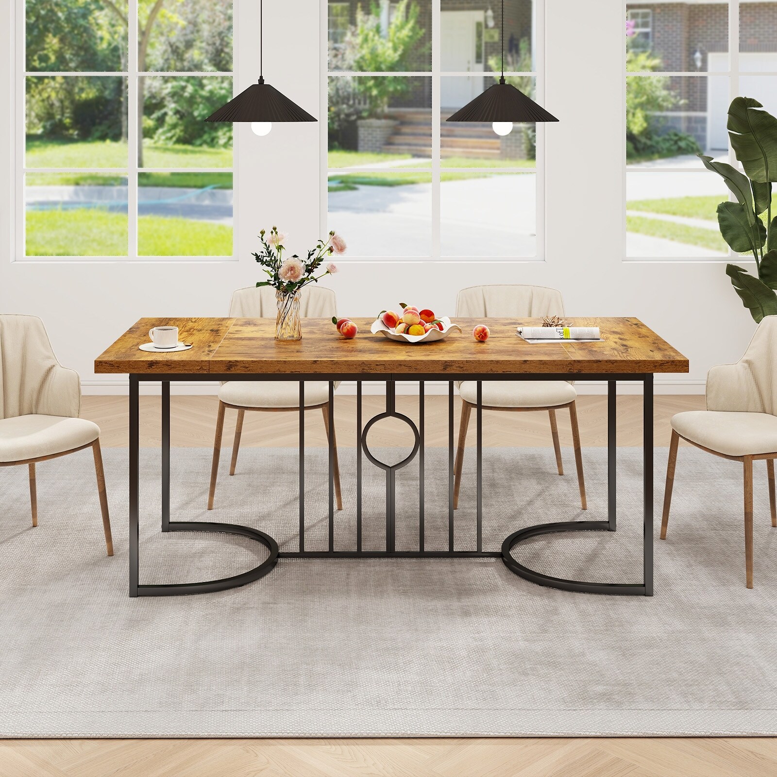 Gymax 71'' Large Dining Table for 6-8 People Rectangular Kitchen
