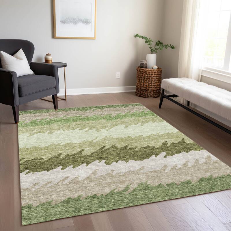 Machine Washable Indoor/ Outdoor Chantille Abstract Ombre Rug