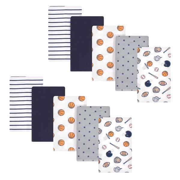 slide 1 of 1, Hudson Baby Infant Boy Cotton Flannel Burp Cloths, Sports, One Size - Sports - One Size One Size - Sports