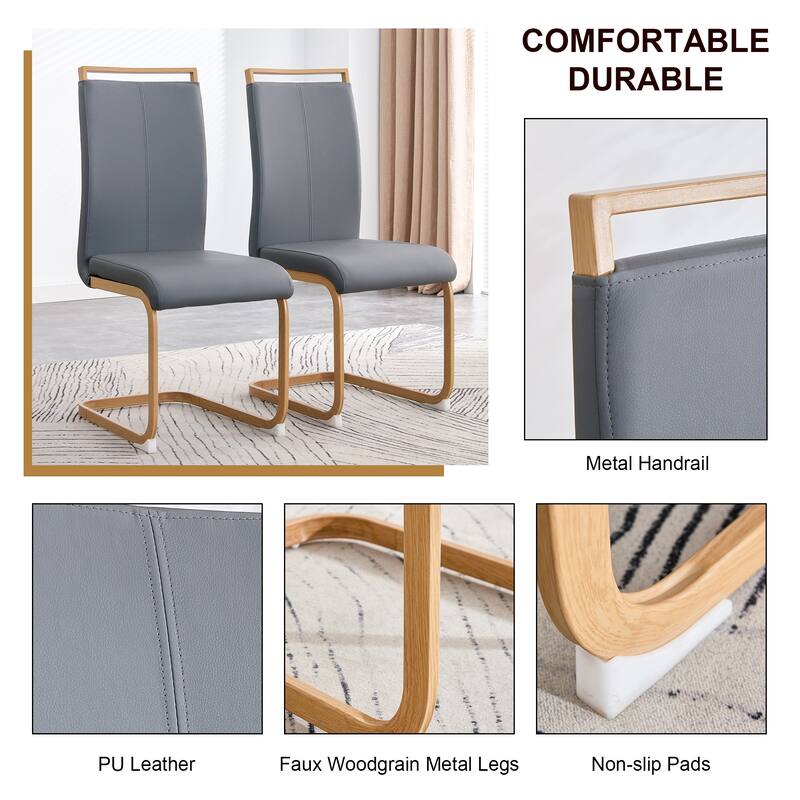 Modern Dining Chair Set of 4, High Back Upholstered Side Chair with C-Shaped Tube Metal Legs Office Chair, Club Guest Chair