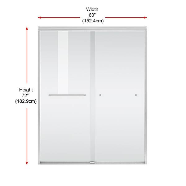 dimension image slide 1 of 3, Wayne Semi-frameless shower door 60 x 72 - 60 x 72