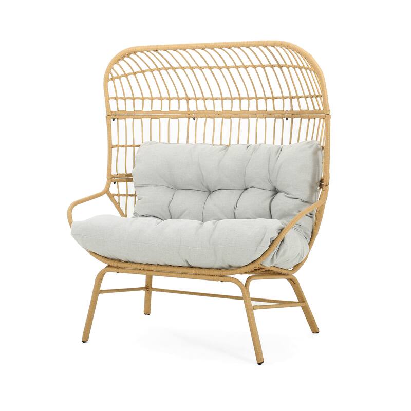 Palos Outdoor Wicker Loveseat - Light Brown (Excluding the table)