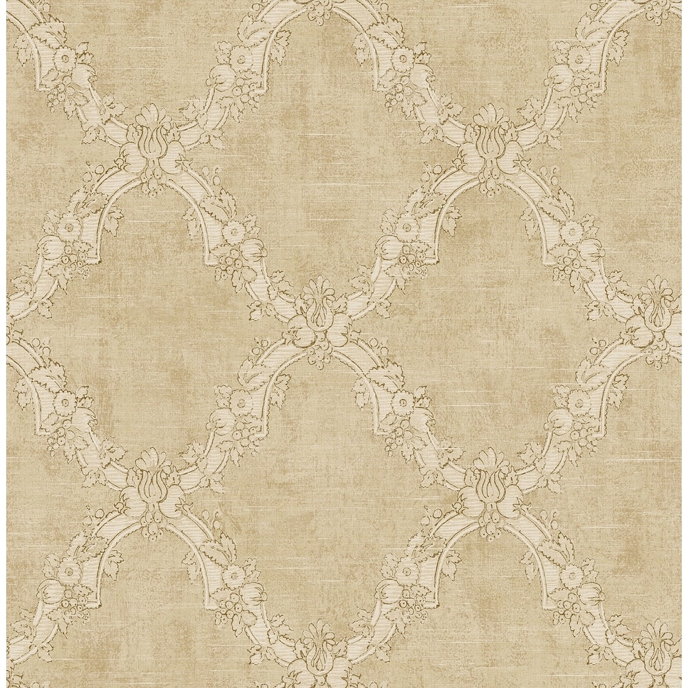 Seabrook Designs Alanis Floral Trellis Unpasted Wallpaper