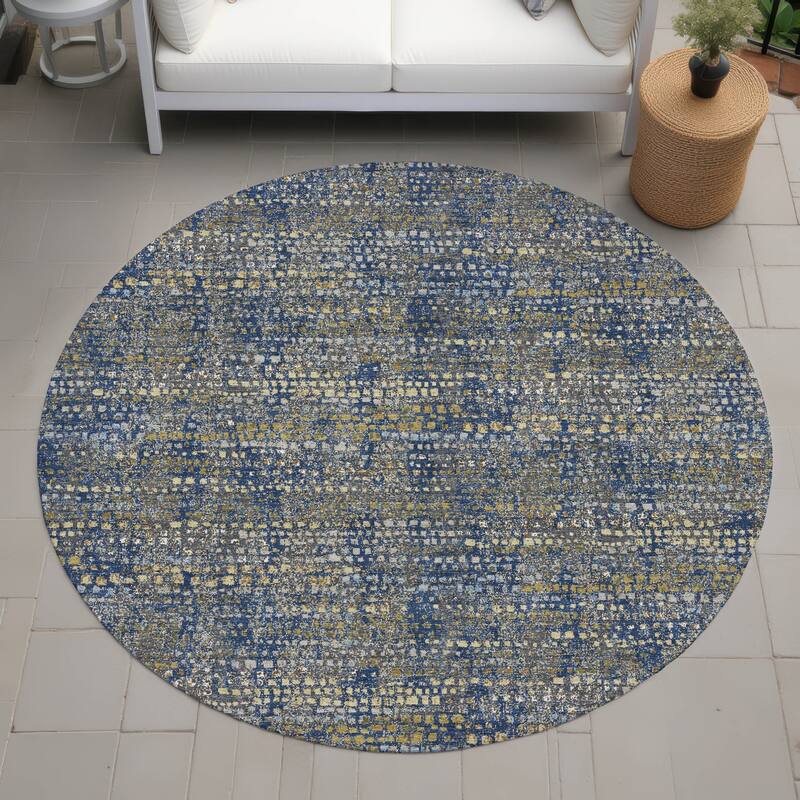 Machine Washable Indoor/ Outdoor Casual Kersey Chantille Rug - Navy - 8' x 8'