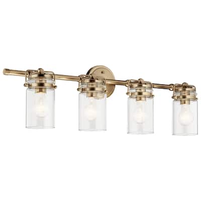 Kichler Lighting Brinley 32.5 in. 4-Light Champagne Bronze Vanity Light with Clear Glass Shade
