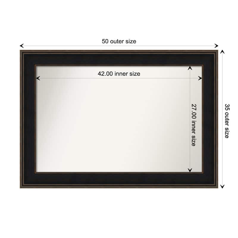 Mezzanine Espresso Framed Non-Beveled Custom Wall Mirror, Bathroom Vanity Mirror - Outer Size: 49.75 x 34.75