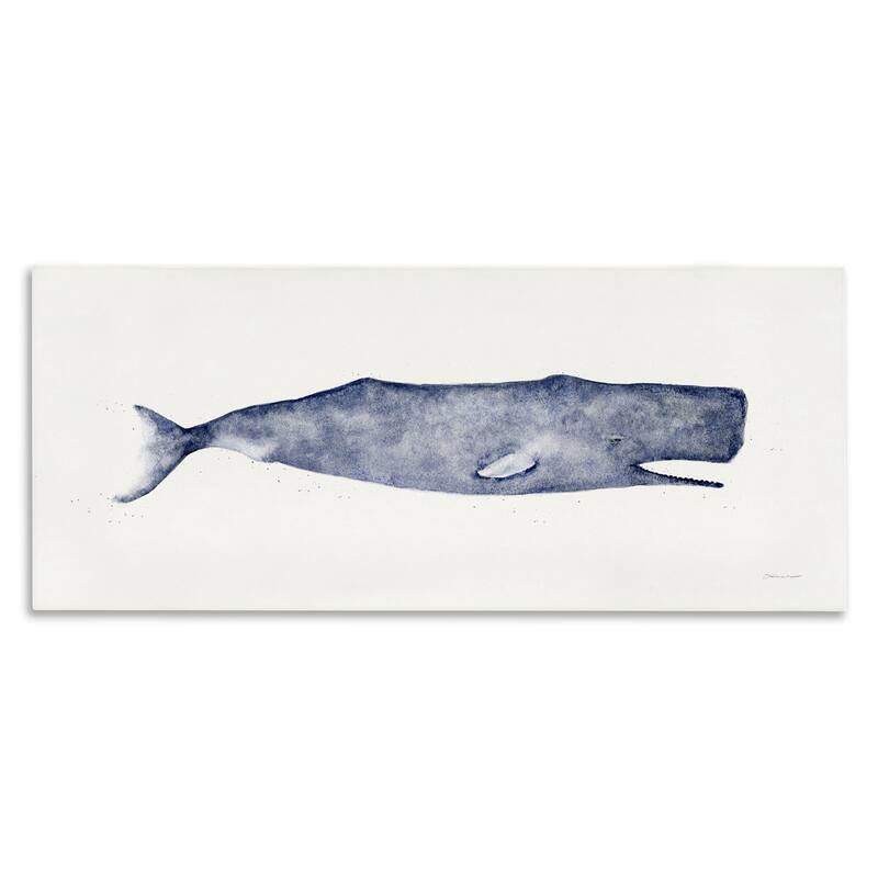 Stupell Classic Whale Watercolor Blue Illustration, Canvas, 10 x 1.5 x 24, Made in USA - 24 x 10