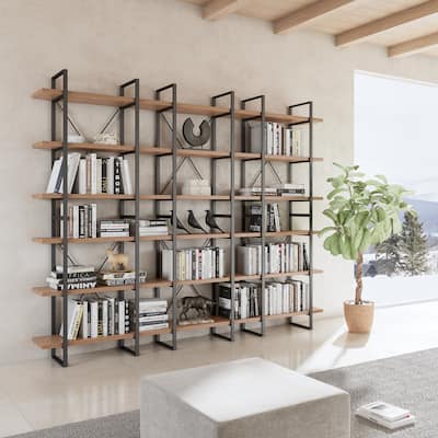 Davee JD Walnut Color Storage Organizer and Display Bookshelves - 86" H x 106" W x 12.5" D