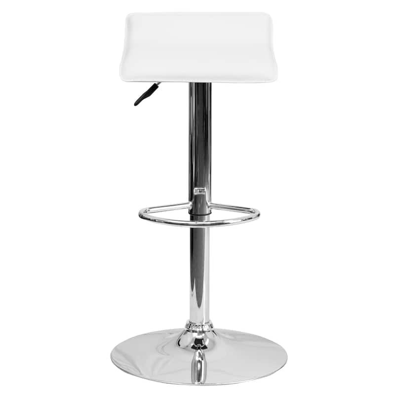 2 Pack Contemporary Vinyl Adjustable Height Barstool with Solid Wave Seat - 15"W x 15"D x 25.5" - 34"H