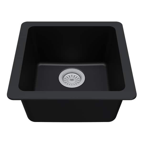 slide 2 of 17, Karran Undermount Quartz Bar Single Bowl Sink Black