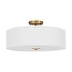 preview thumbnail 7 of 57, French Country Brass Round White Linen Drum Ceiling Light