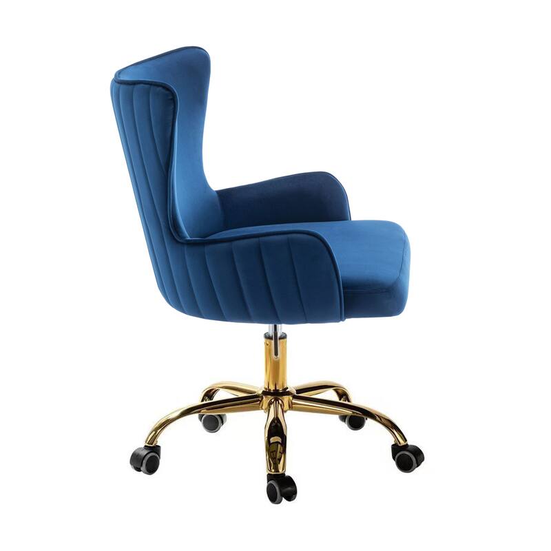 Porthos Home Daria Velvet Wingback Office Chair with Gold Chrome Base