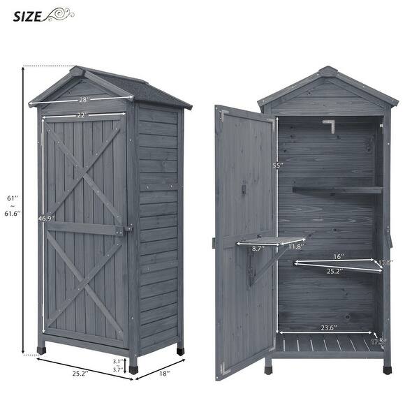 Shed Locker Outdoor Wooden Storage Sheds Lockers with Workstation - Bed Bath ...