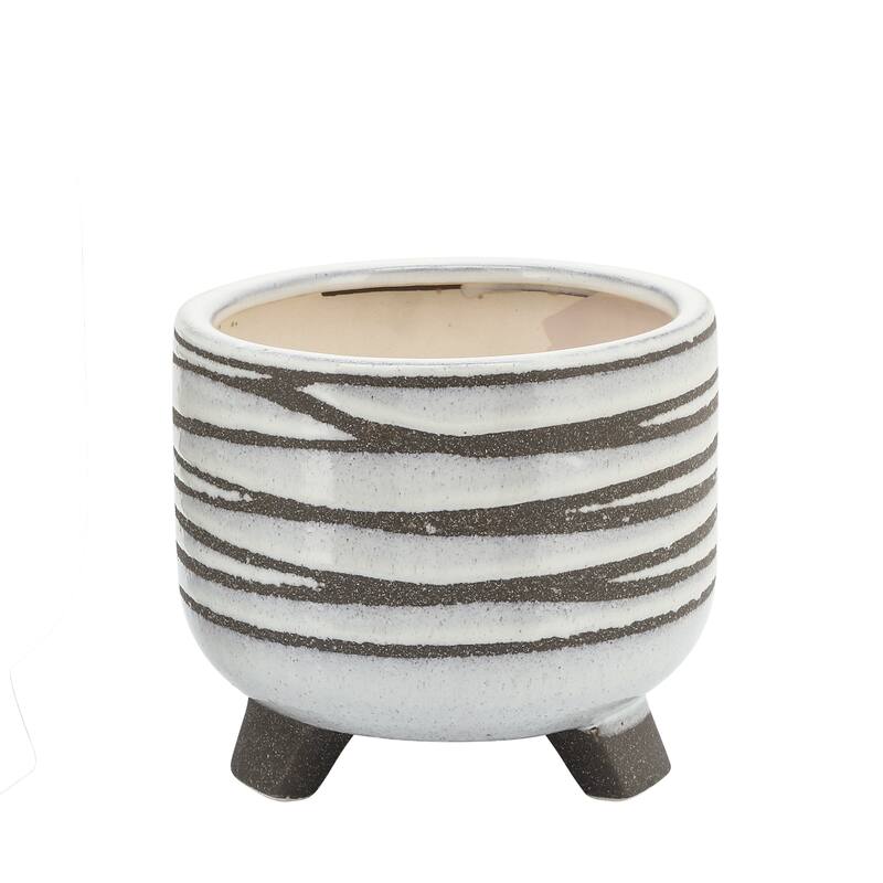 Ceramic Footed Round Planter - Set of 2
