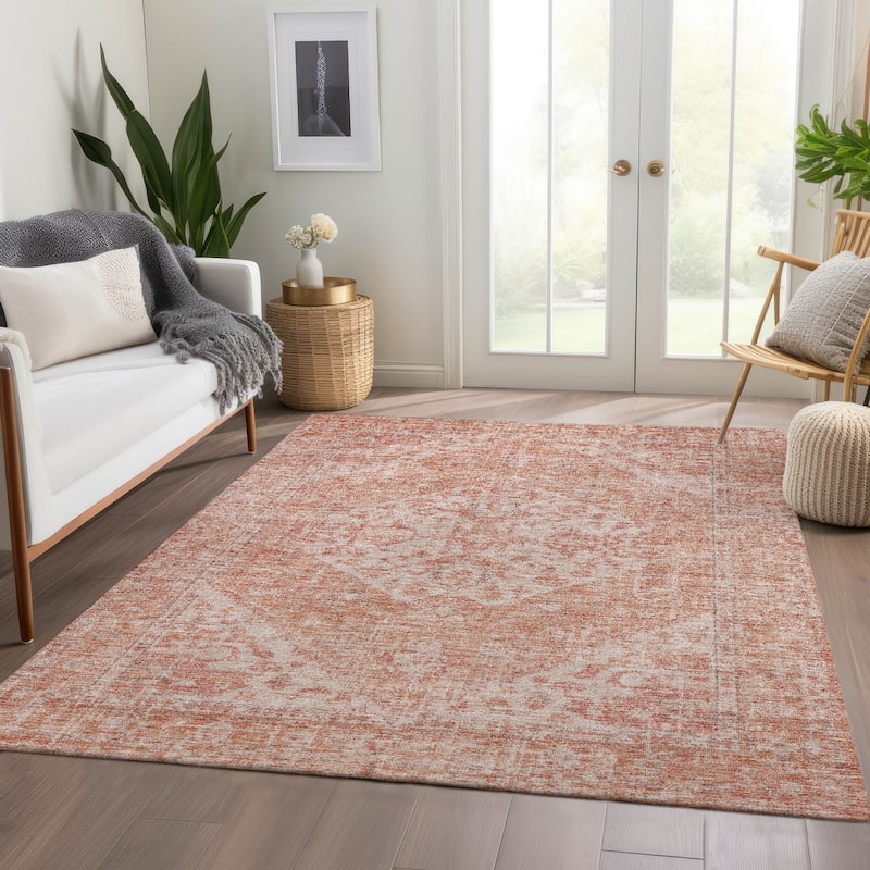 Machine Washable Indoor/ Outdoor Vintage Traditional Chantille Rug