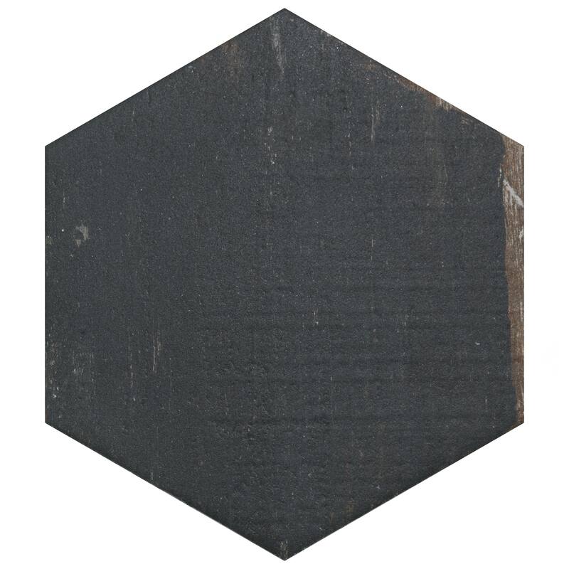Merola Tile Retro Mini Hex Nero 7" x 8" Porcelain Floor and Wall Tile