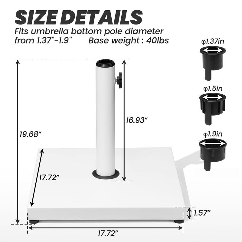 Outdoor 42/55 lbs Square Cement Concrete Umbrella Base Holder Weighted Stand for Market Umbrella