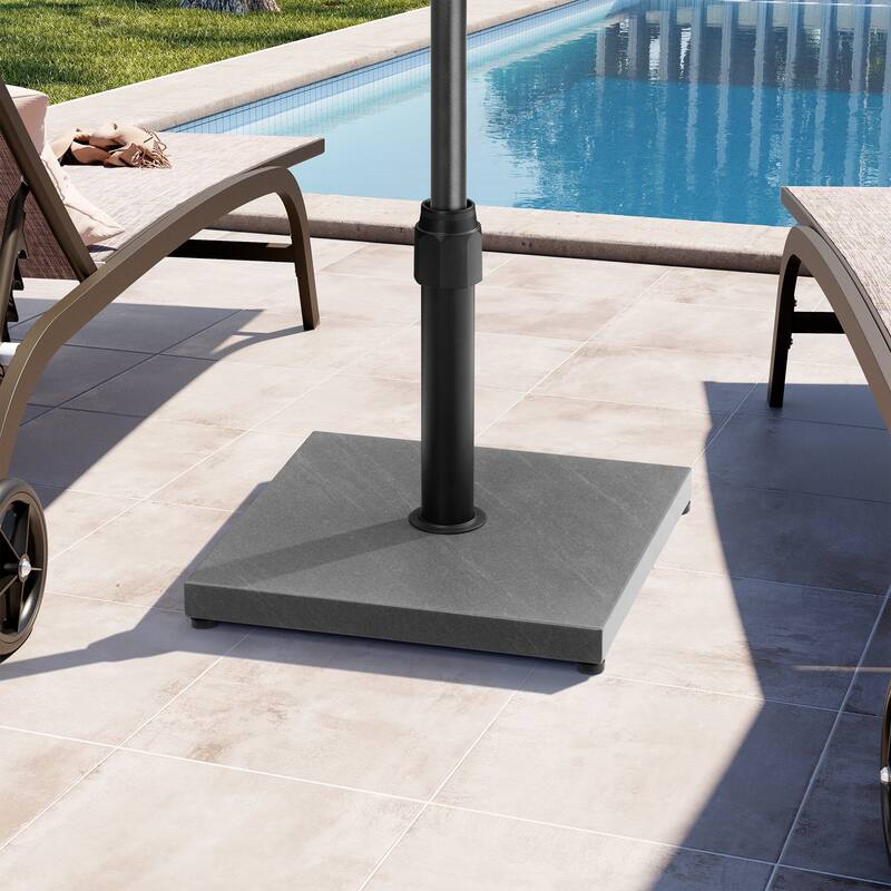 Outdoor Market Umbrella Base Holder Square Concrete / Cement Metal w/Wheels