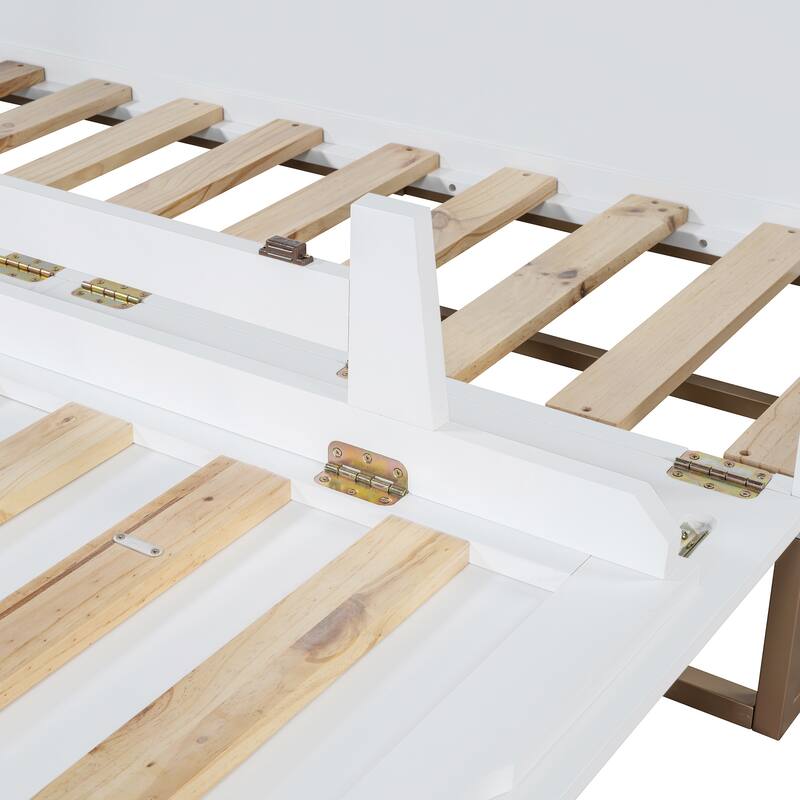 Queen Size Murphy Bed Wall Bed with Iron Legs, Modern Small Room Foldable Bed, Wooden Wall Bed Frame for Home Office