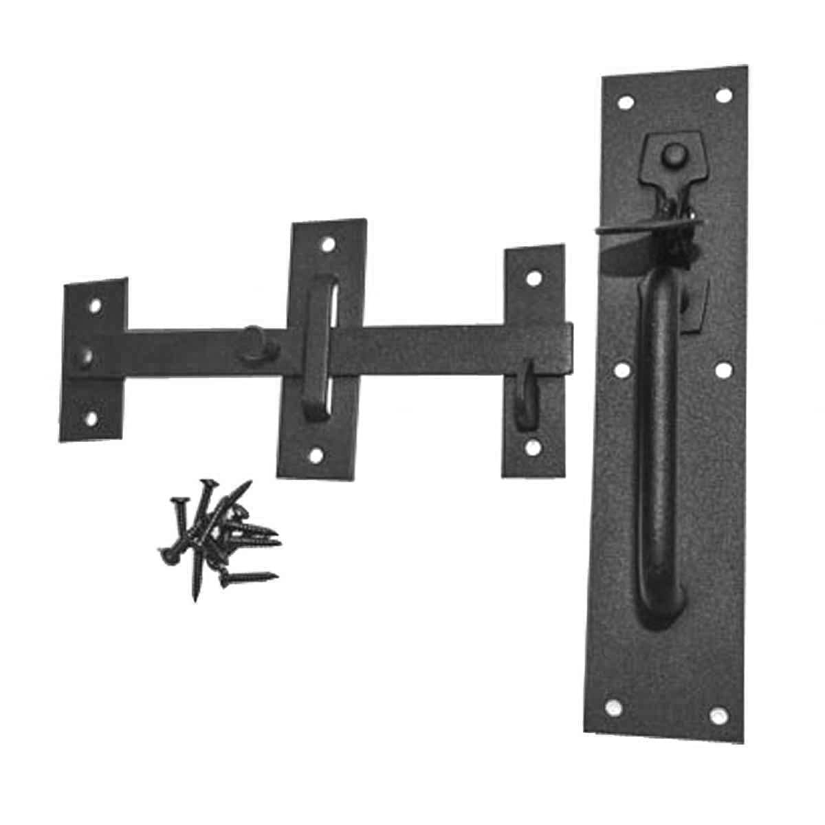 Renovators Supply Black Iron Door Latch Lock Set Norfolk Gate or Door