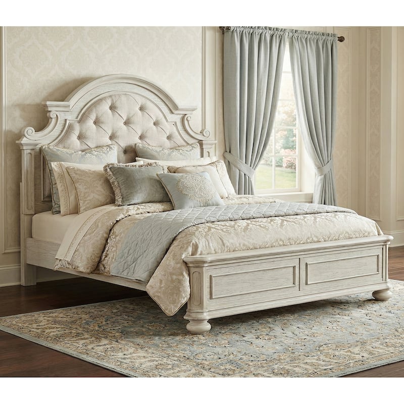 Roundhill Furniture Nelson French Traditional 6-Piece Bedroom Set, Antique White