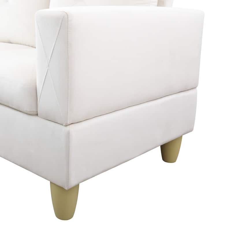 66.5" White Flannel 3-Piece Living Room Sofa Set