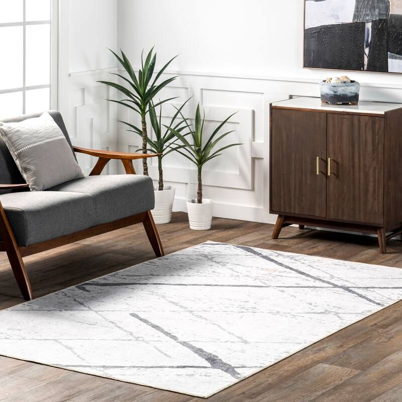 Nuloom Keesha SpinClean Reversible Machine Washable Area Rug - 4' x 6' - Beige And Blue - Rectangle