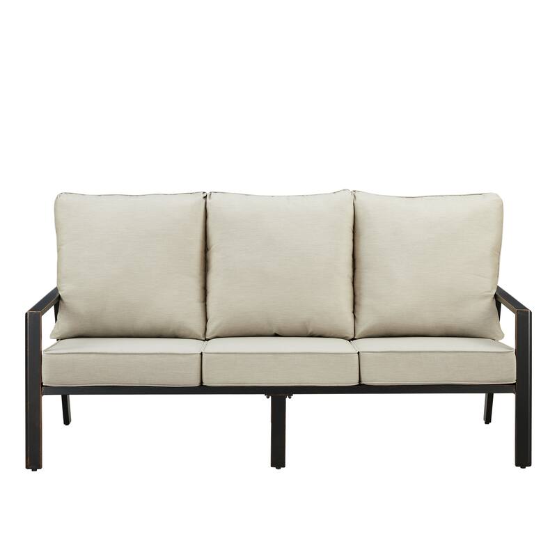 Black Aluminum Deep Seating Deep Seating Sofa with Cushions