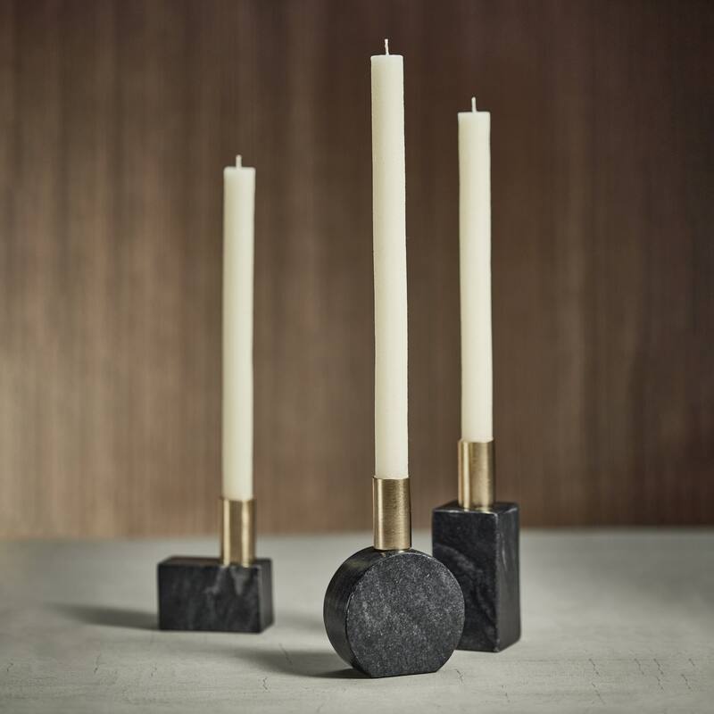 Malakai Round Marble Candle Holders, Set of 2