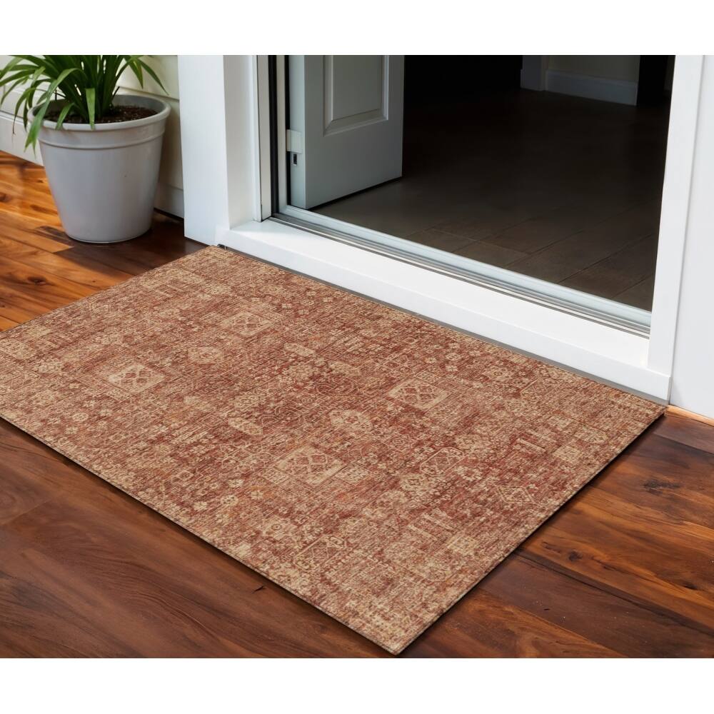 HomeRoots Oriental Transitional Rectangle Outdoor Rug