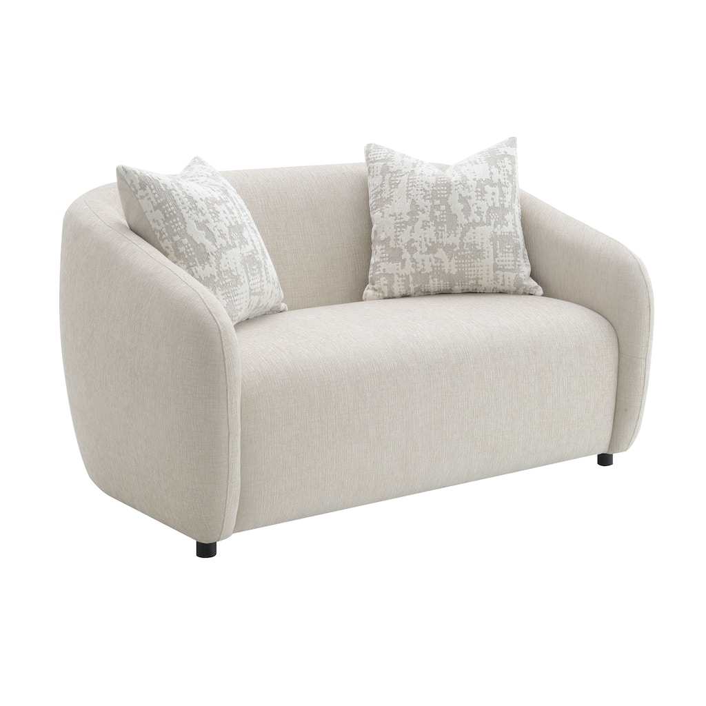 Beige Linen Loveseat W/3 Pillows