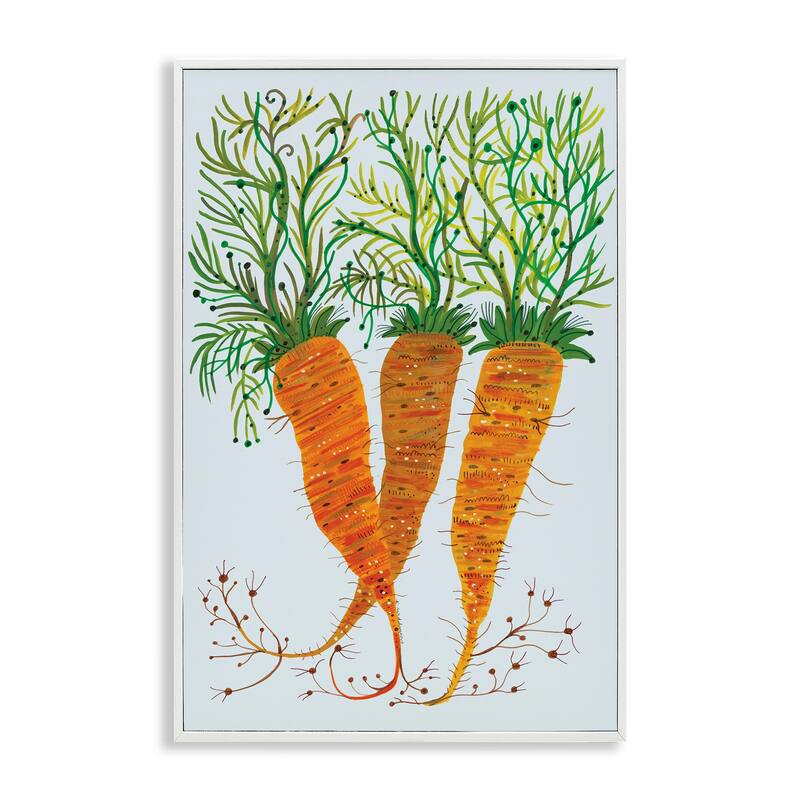 Stupell Whimsical Garden Carrots Framed Giclee Art Design By Kay Widdowson - 12 x 18 - White