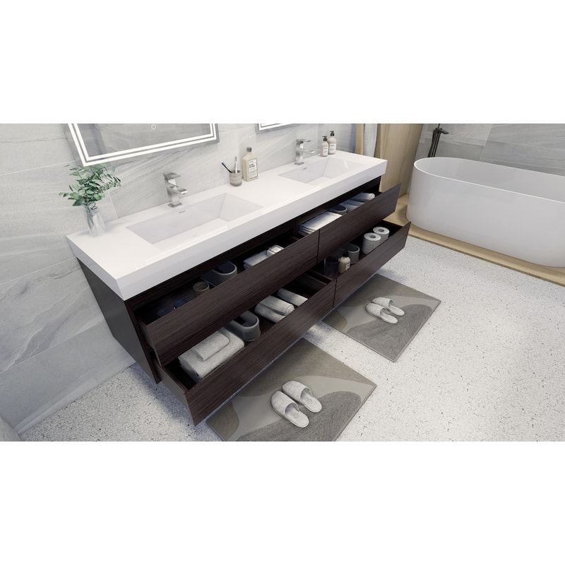 Baillie 84'' Wall-Mounted Vanity with Double Reinforced Acrylic Sink
