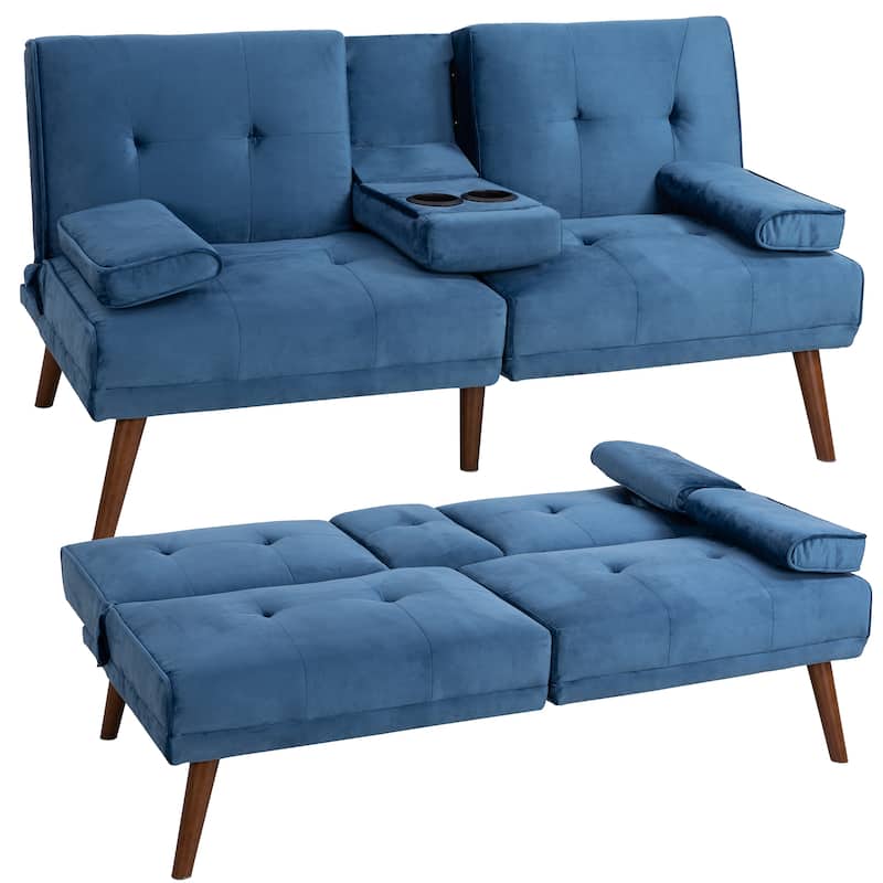 Futzca 60" Small Loveseat, 3 in 1 Cute Convertible Sofa Bed