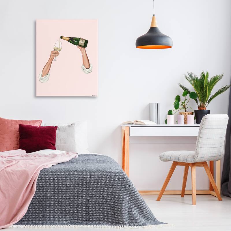 Stupell Champagne Pour on Pink Canvas Wall Art Design By Ziwei Li